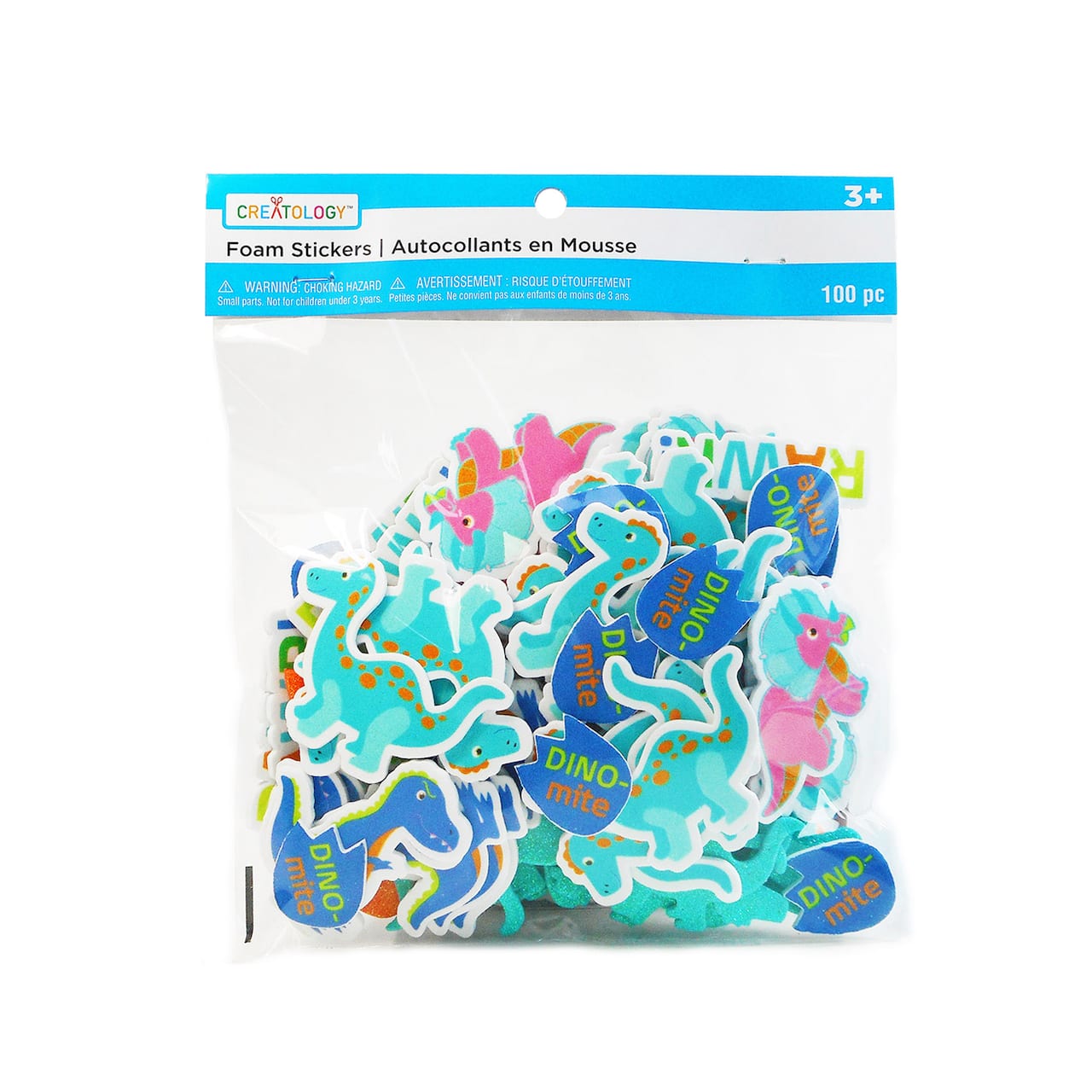 12 Packs: 100 ct. (1,200 total) Dinosaur Foam Sticker Bag by Creatology®